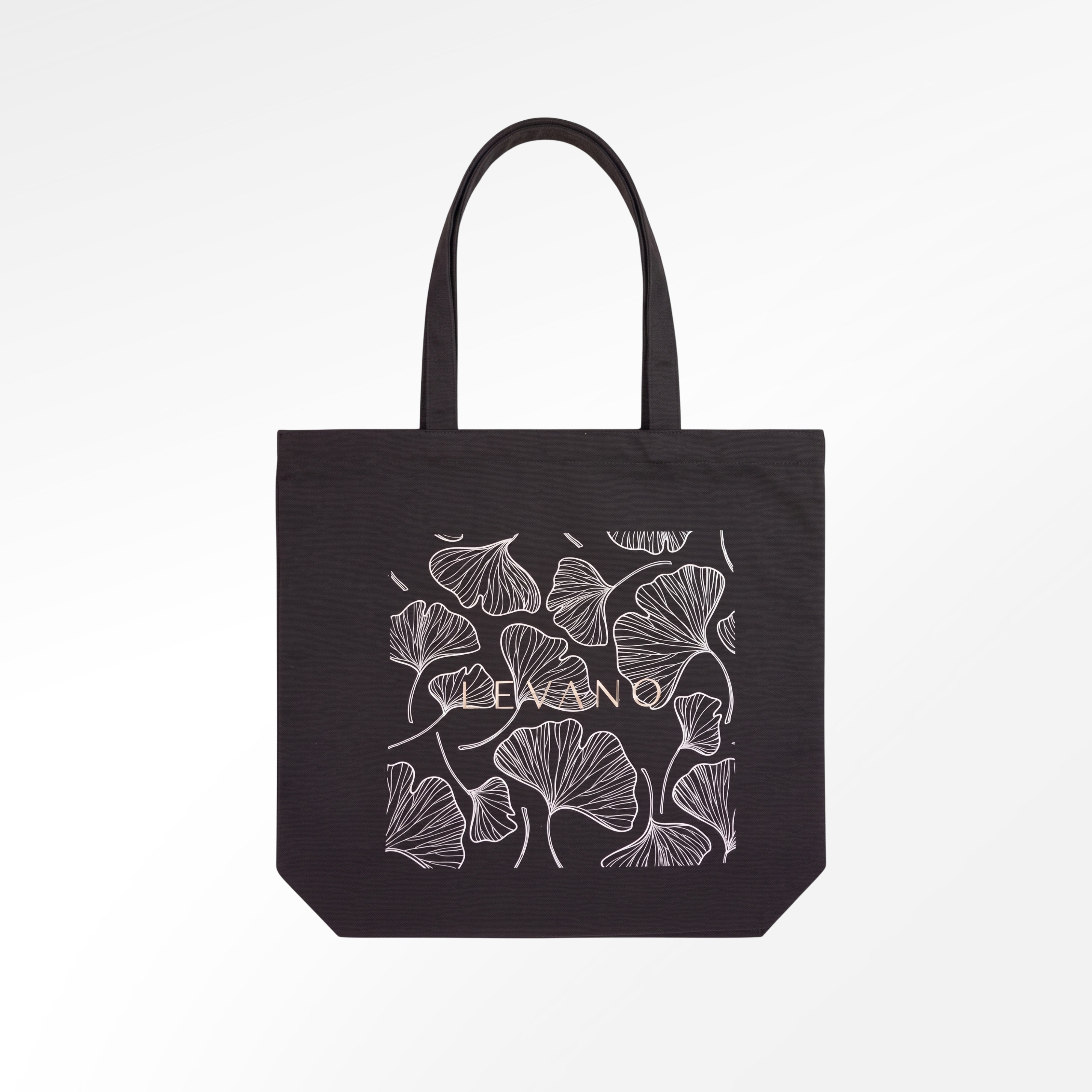 Limited grosse Baumwolltasche Ginkgo mit Reissverschluss